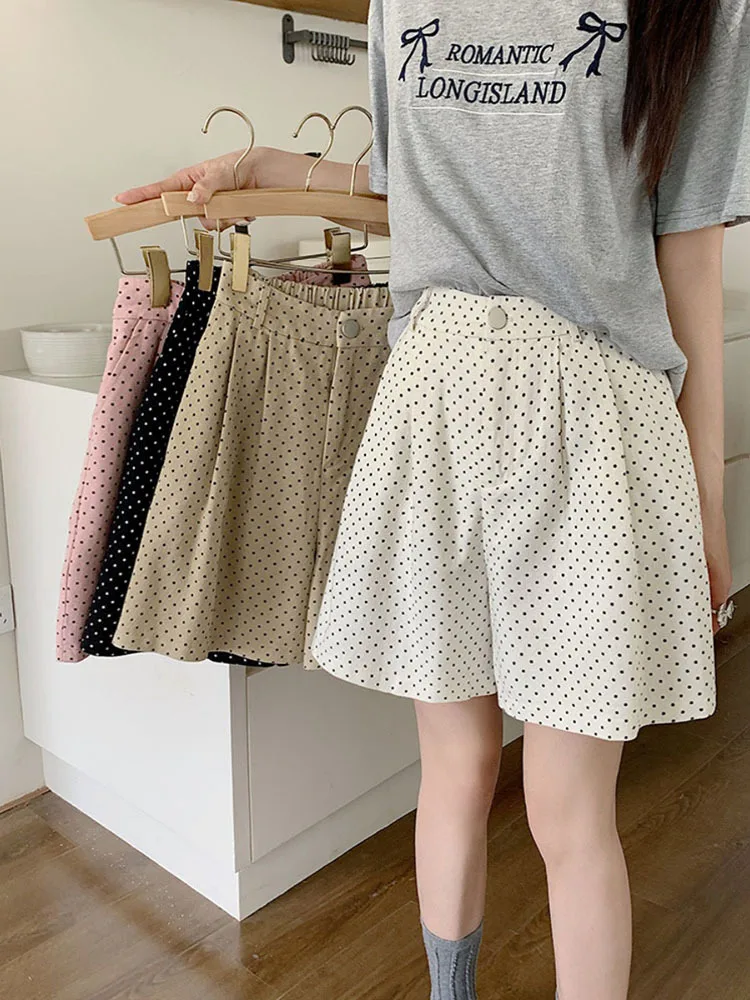 Fashion Wave Point Simple A-line Female Shorts Summer New Basic High Waist Street Casual Loose Women Shorts