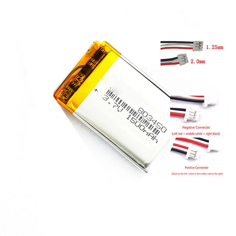 

Rechargeable 3.7V 1500Mah 803450 JST 3Pin Li-Polymer Li Ion Battery For GPS Camera Tablet Power Bank MP4 Smart Watch Charging