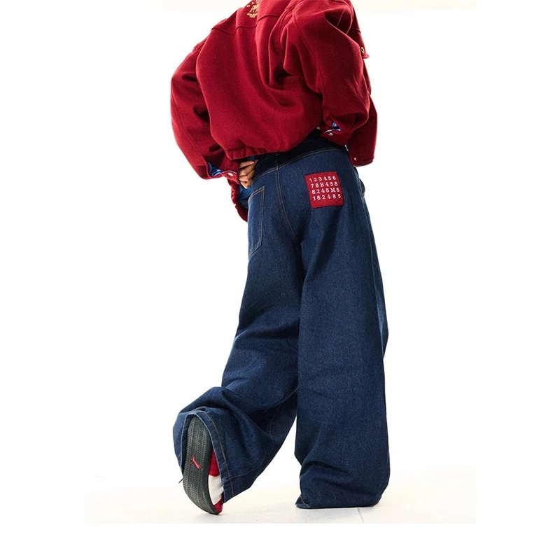 Y2k Women Blue Wash Baggy Jeans Harajuku Vintage Bent Knife Denim Trouser Japanese 2000s Style Oversize Jeans Pants Clothes 2025