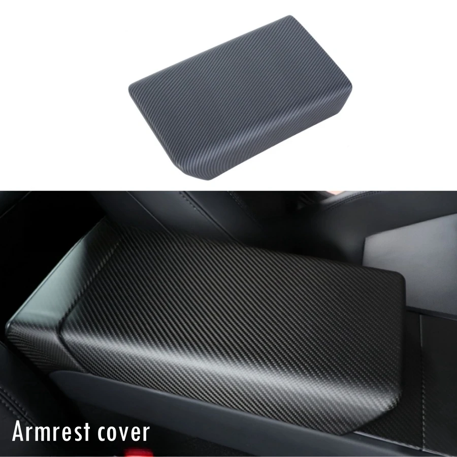 For Tesla Model 3 Highland 2024 Anti Kick Trim Protector Armrest Cover Rear Display Frame ABS Carbonfiber Pattern Decorations