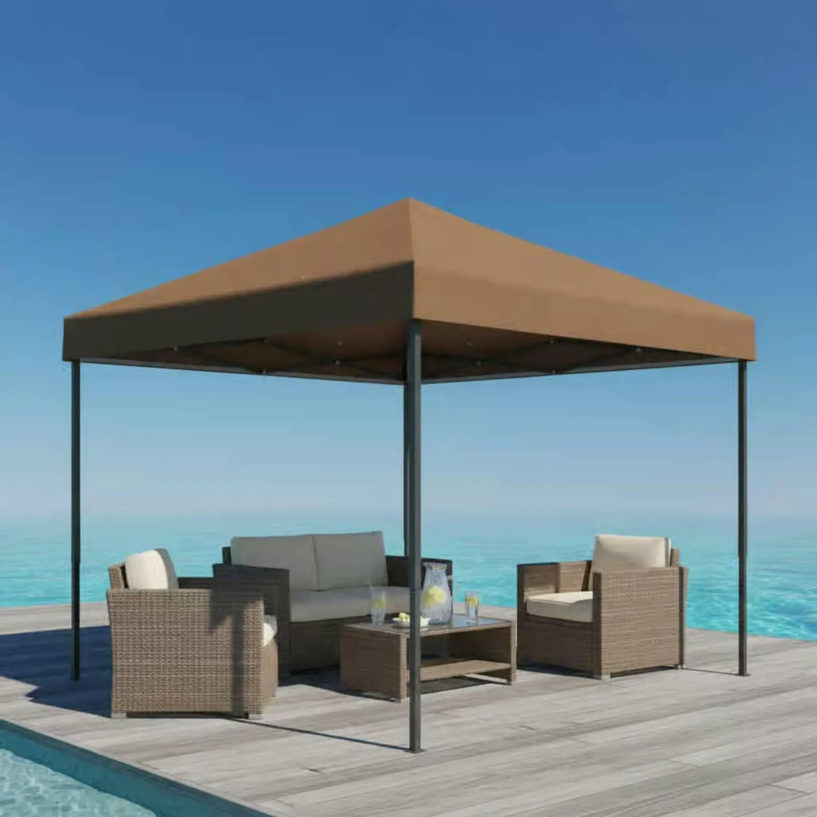 Two-Tier Gazebo Roof 10 x 10 Feet, Outdoor Shelter for Patio and