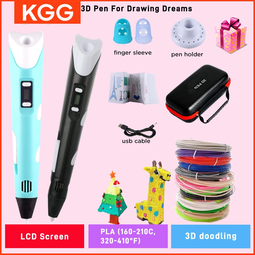 3D Printing Pen Drawing With LCD Screen Compatible Pen PLA Filament Toys Safe Paiting for Children DIY Birthday Gift Kids