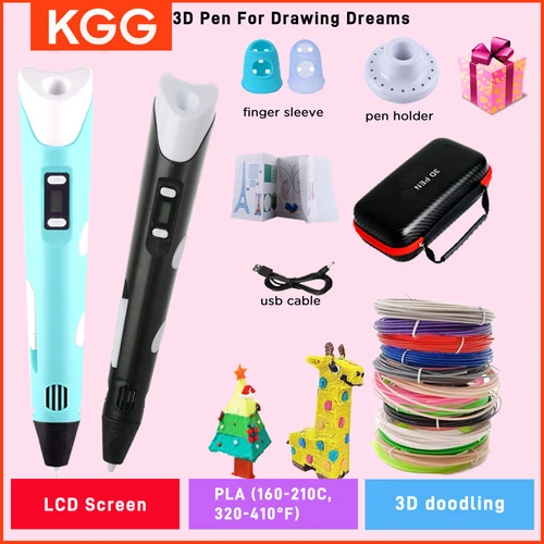 Pluma de impresión 3D para niños, bolígrafo Compatible con pantalla LCD, juguetes de filamento PLA, pintura segura, regalo de cumpleaños DIY