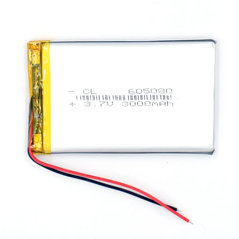 

OK 3.7V 3000 mAh 605080 Li-Polymer Rechargeable Battery Li Po for GPS Recorder MP3