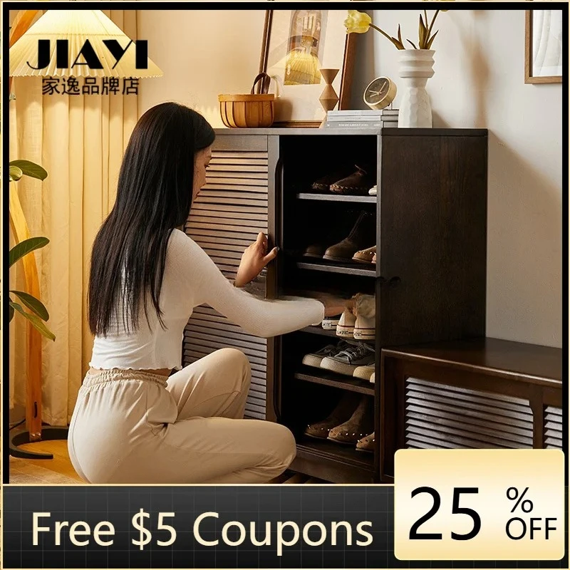 shoe cabinet door simple modern large-capacity entrance retro home storage sliding door storage cabinet