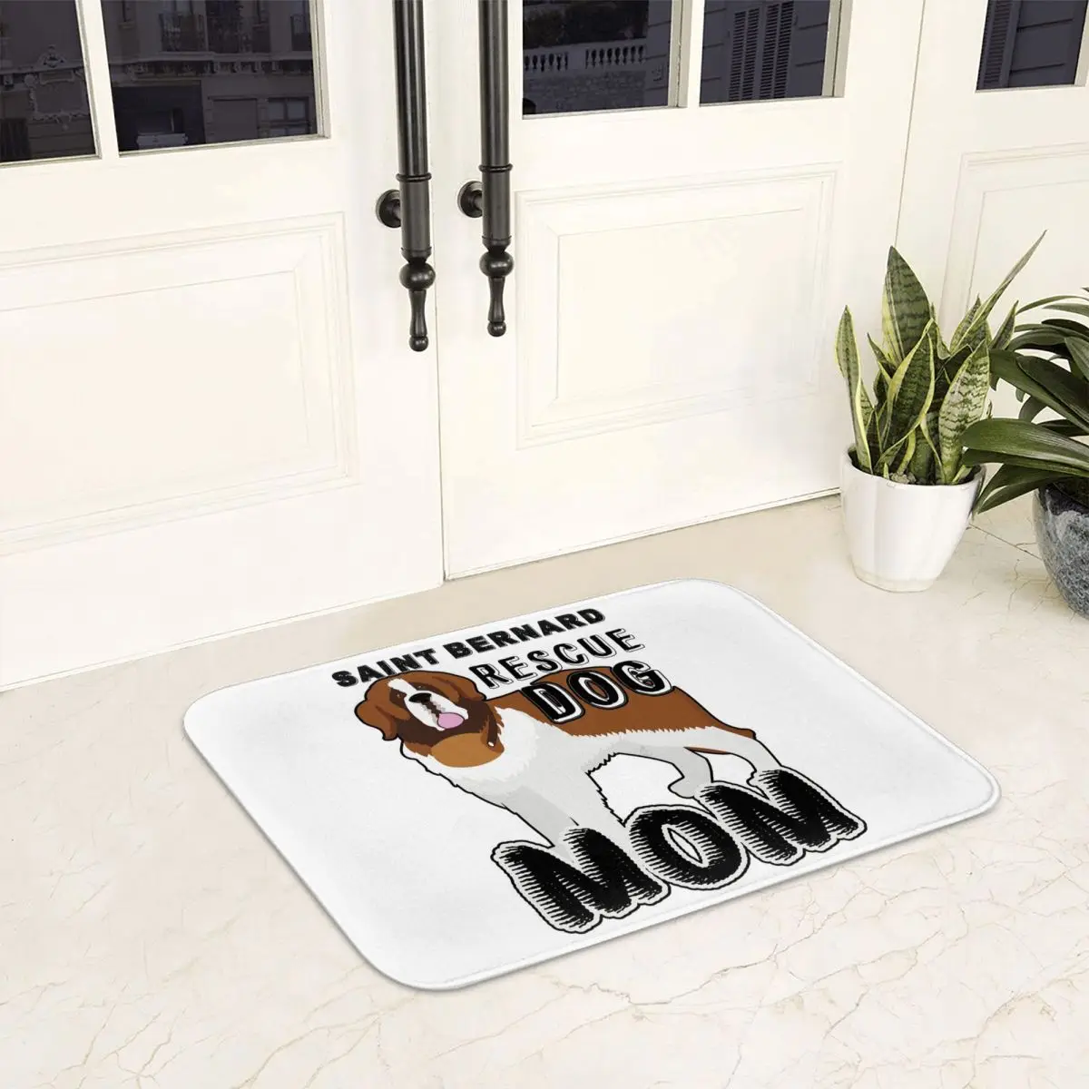 Saint Bernard Rescue Dog Mom Doormat Anti-skid Super Absorbent Bath Mats Home Entrance Rugs Kitchen Bedroom Carpet Footpad