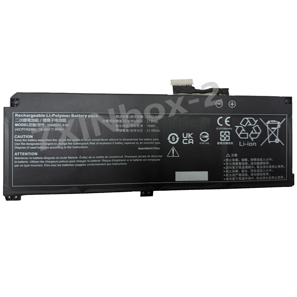 New X560BAT-4-80 15.48V 80Wh 5100mAh Laptop battery For Clevo X560BAT-4-80 41CP7/62/68