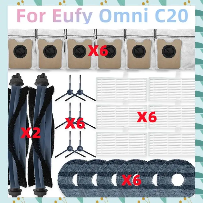 

A71P для Eufy Omni C20, детали для пылесоса, основной ролик, боковая щетка, фильтр Hepa, швабра, тканевые мешки для пыли, аксессуары
