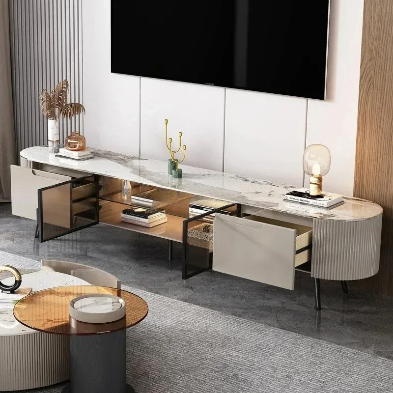 Modern living room coffee table combination creative rock panel TV cabinet