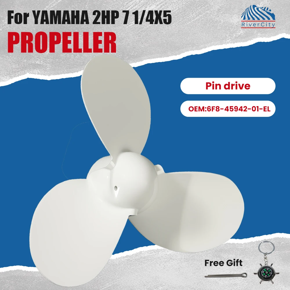 7 1/4x5 for Yamaha Outboard Propeller 2HP Aluminum Alloy Screw Marine Vessel Accessory 3 Blade Pin Drive 6F8-45942-01-EL