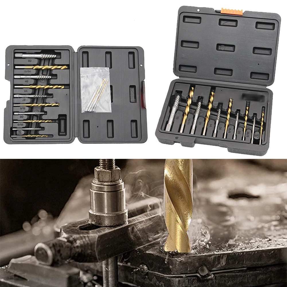 

10/14Pcs Drill Bit Threading Tool Coarse Tooth Drill Extractor Drill Set For Broken Head Screw Extractor For Power Drill