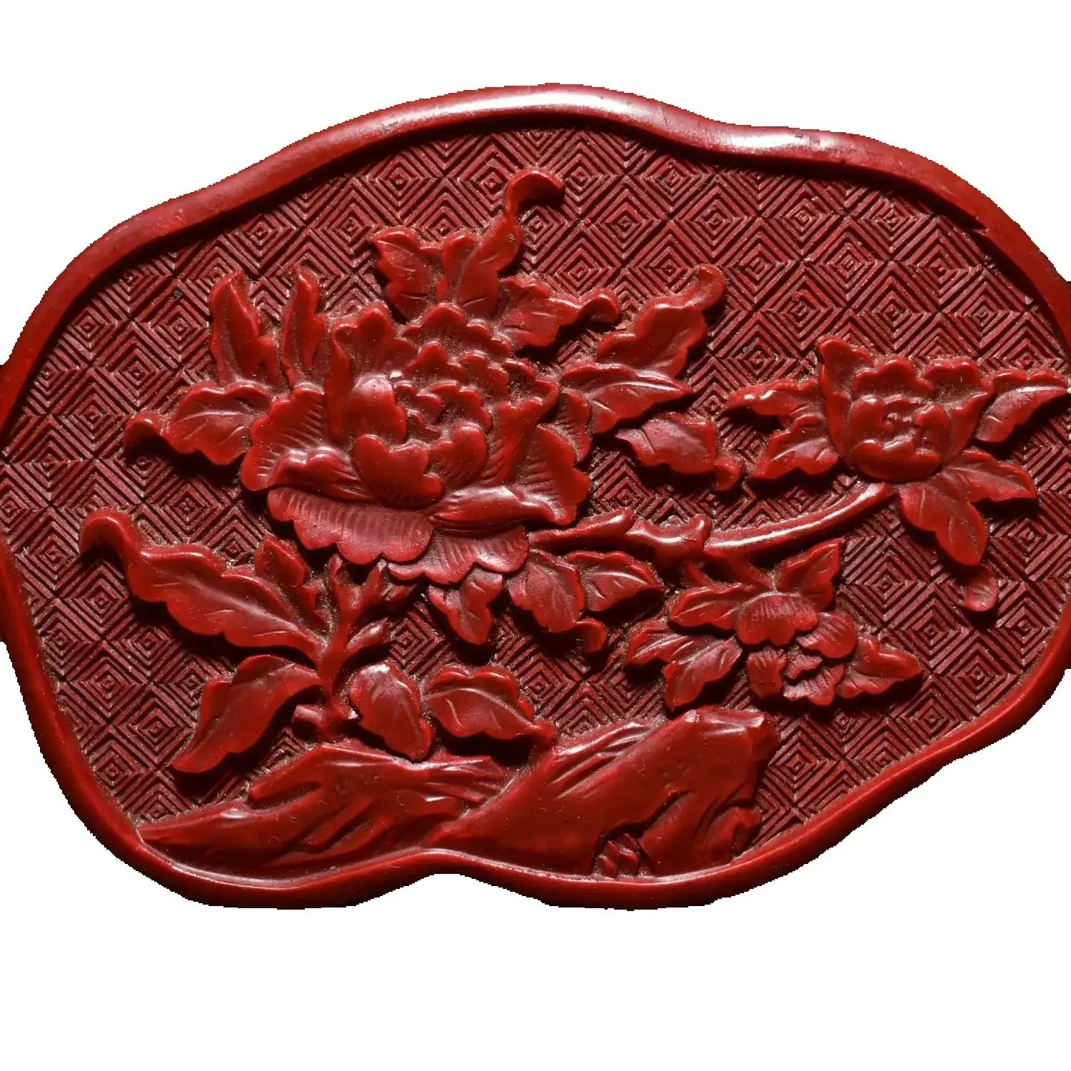 Collection Chinese Vintage Lacquerware Exquisite Peony Statue Jewelry Box Art