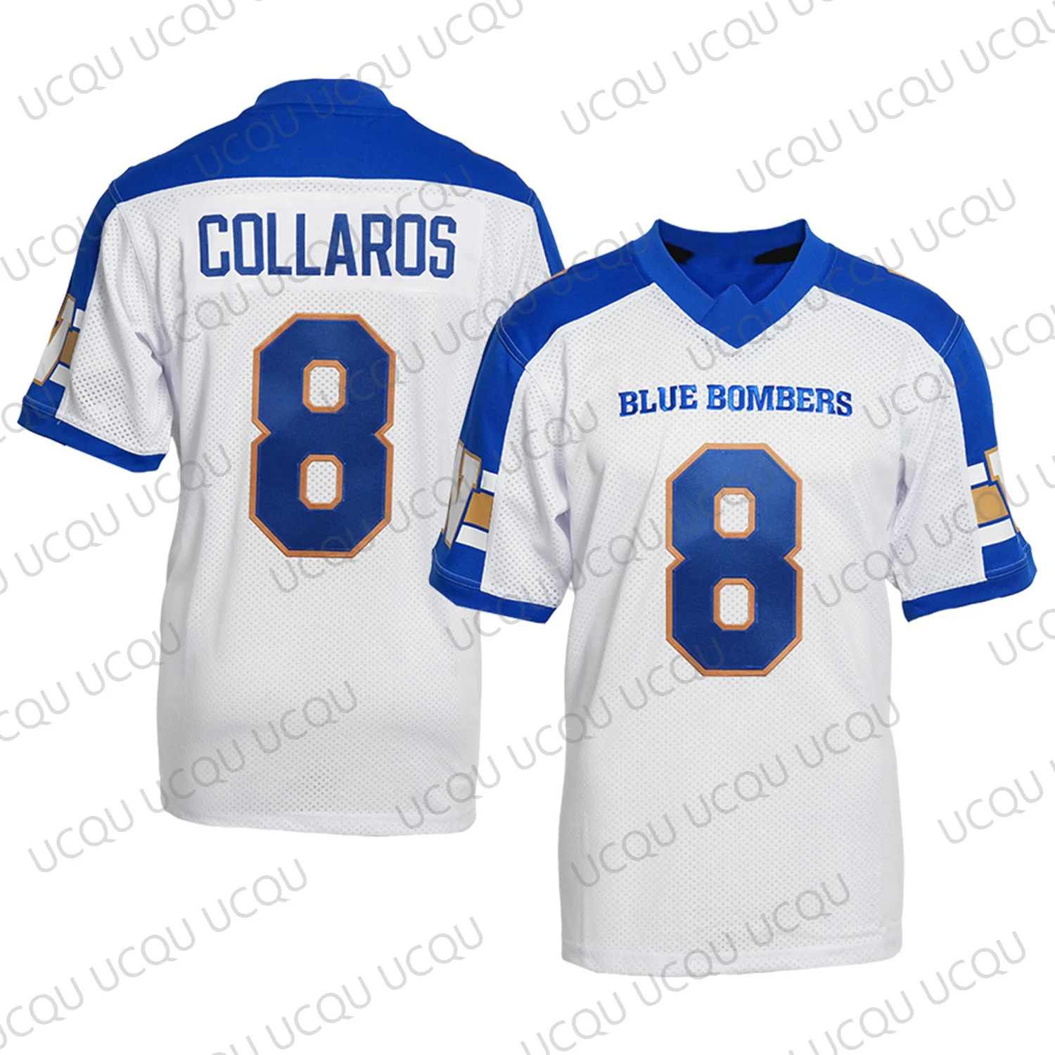 Winnipeg Blue Bombers Collaros 8 Blue Football Jersey V Neck Short Sleeve Men Women Fan Training Sportswear Top