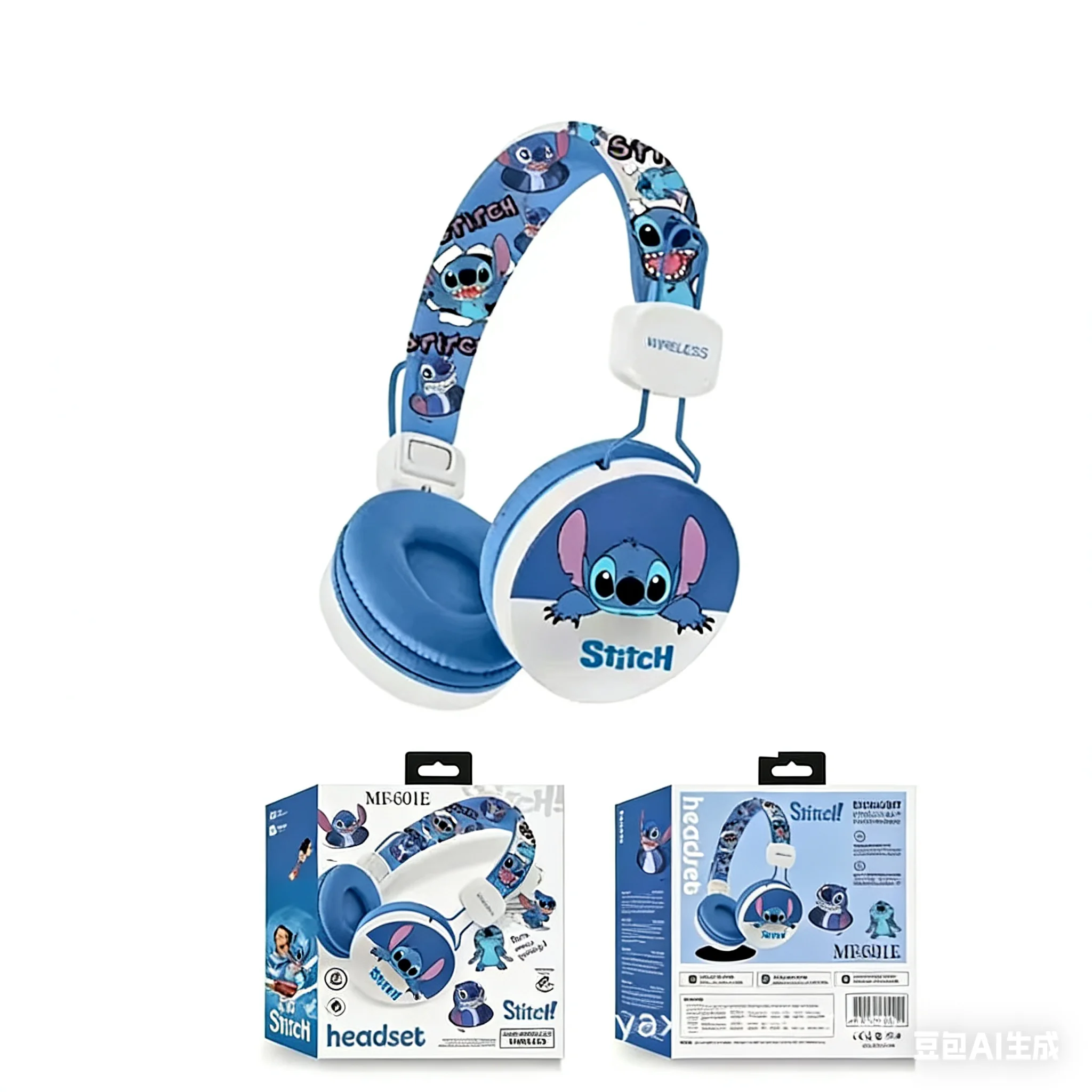 

New Cartoon Mickey Stitch Wireless Earphones Bluetooth Surround Sound Foldable Earphones Children's Birthday Gift