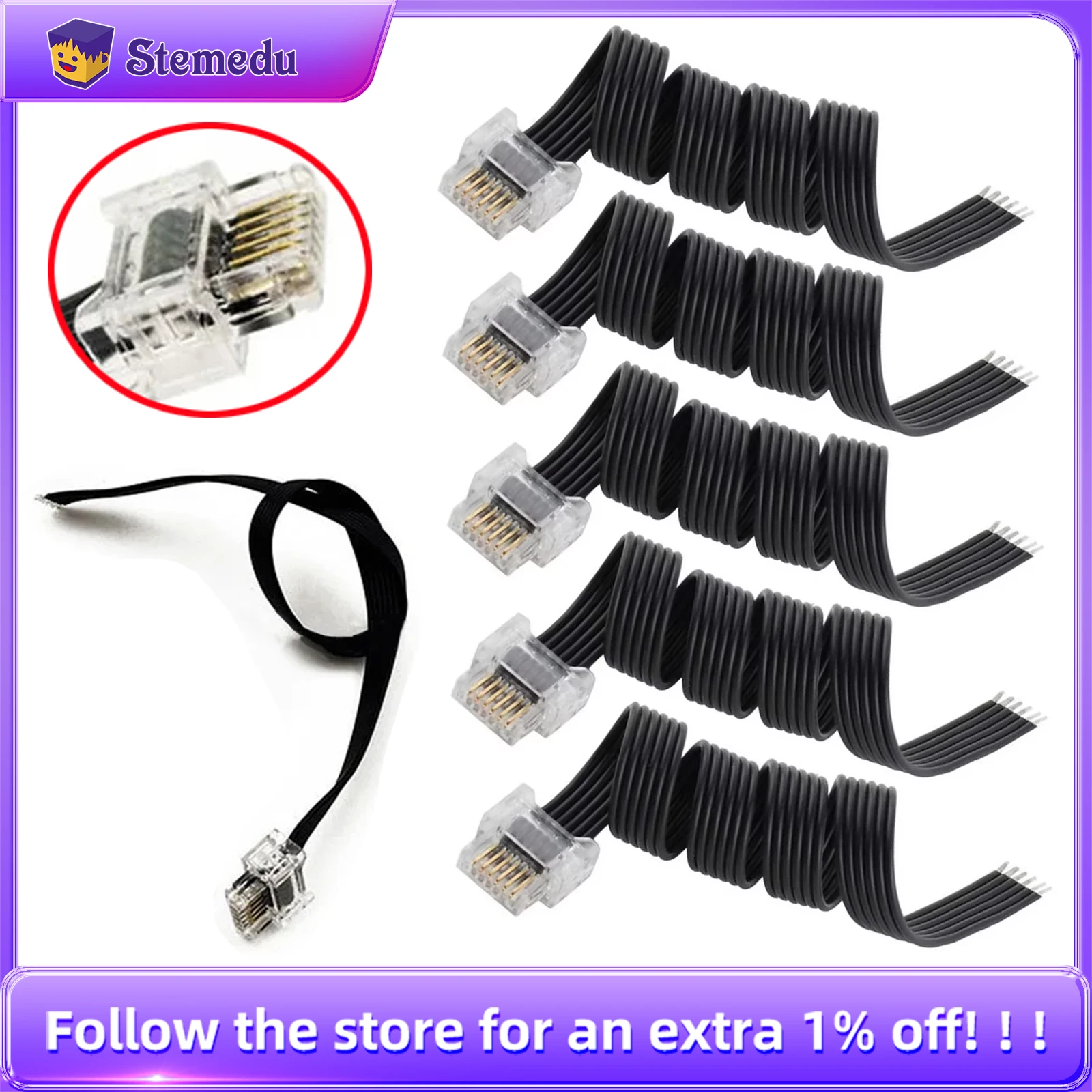 Original 25CM Black Motor Crystal Cord Cable for Legoeds WeDo2.0 Robotics 8883/9686 Sensor Repair Building Blocks