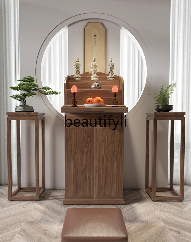 

ss C Solid wood Tibetan double-layer table New Chinese incense case Buddha table Buddha cabinet living room incense table