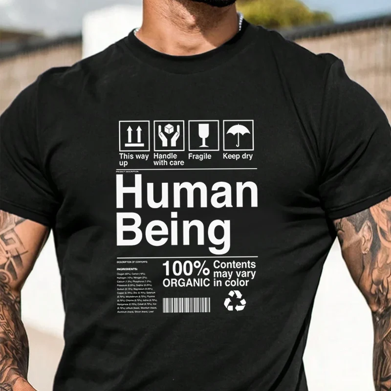 

Human Being Print Men's Fashion T-shirt Casual Trendy Tshirts For Summer Comfortable Short Sleeve Tops