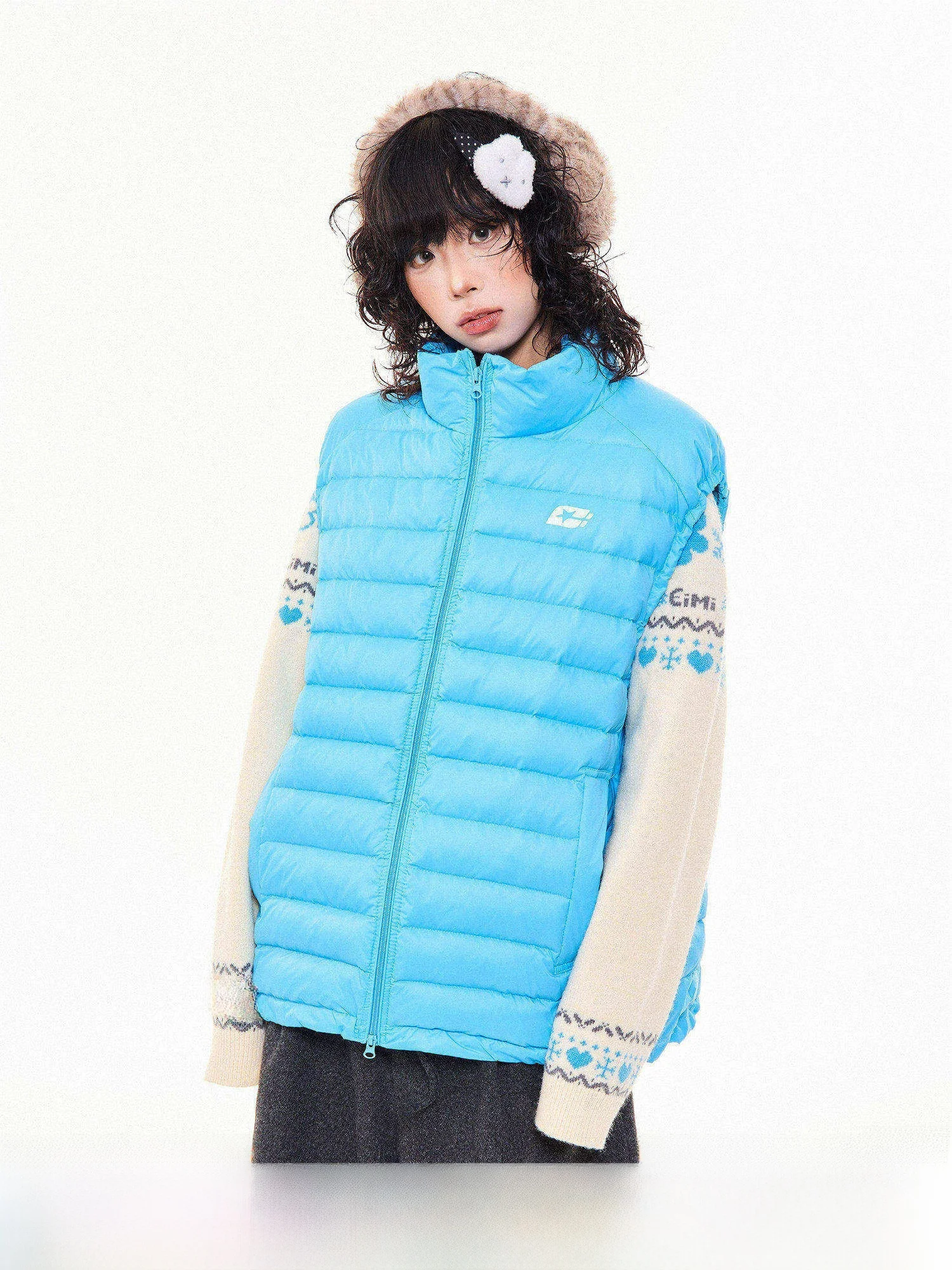 

MKGO Winter Loose Fit Stand Collar Svel Vest Women's Faion Thermal Outerwear Casual Sle Polyester Filling