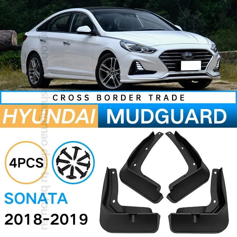 Car Exterior Accessories Mud Flaps for Hyundai Sonata 2018-2019 Tire Splash Guards for Fender Protector 4 Pieces Set in Black