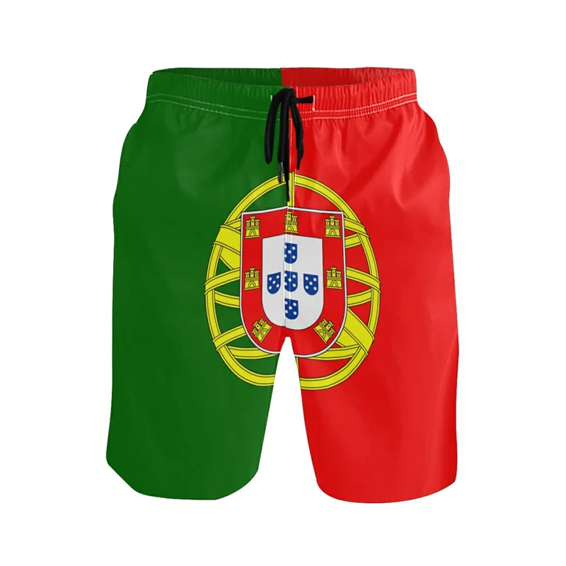 Classic 3d Print Portugal Flag Beach Shorts Men Quick Dry Bathing Suits Loose Surf Board Shorts Popular Sports Swim Trunks