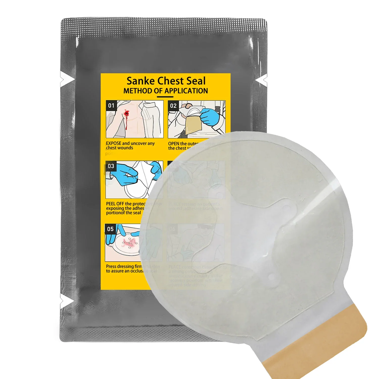 SANKE RESCUE Vent Chest Seal Trauma Dressing First Aid Kit Sterile Wound Care Ifak Refill Kit Occlusion band-aid