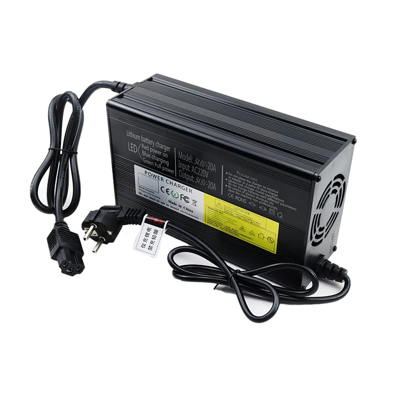 Nowa ładowarka litowa 54,6 V 20 A z powłoką aluminiową AC110 V/220 V do 13S 48 V 50A 80A Elektryczne dwa koła motorowery Szybkie ładowanie