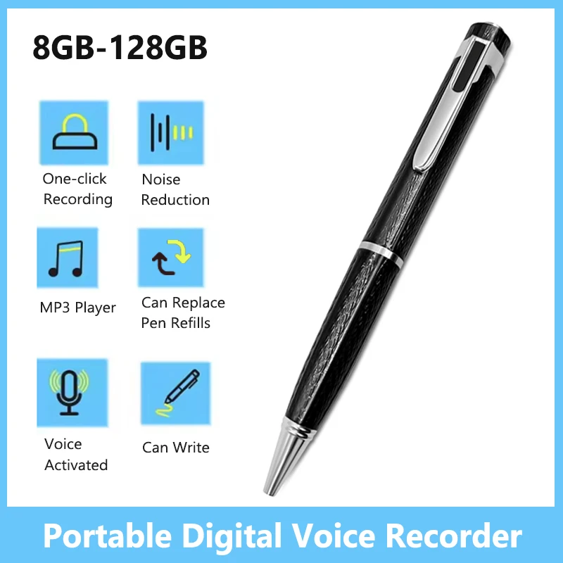 Portable Digital Voice Recorder Professional Audio Sound Recording Pen MP3 Player 8G 16G 32G 64G 128G WAV 192Kpb Voice Recorders