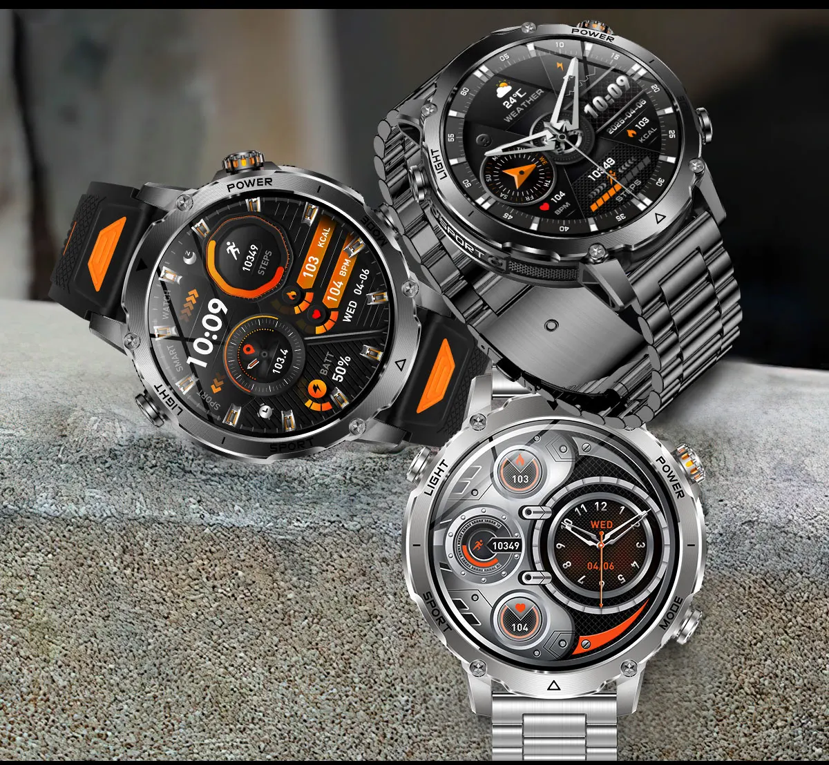 Robuste und langlebige 1400mAh Batterie Smartwatch für Herren Outdoor-Taschenlampe IPX8 Wasserdicht Herzfrequenzmessung Drahtlose Anruffunktion Sportarmbänder – Detail 31