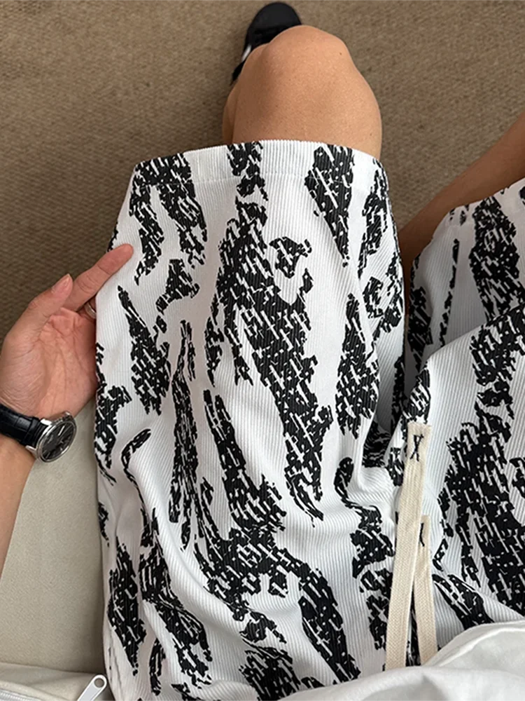 

White Dyed Ice Silk Men's orts Summer Trendy Design Loose Beach Casual Pants Five-Point Loose Fit Straight Leg Cargo orts