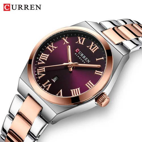 Reloj Curren 9095 para mujer, calendario, marca superior, elegante reloj de pulsera de cuarzo de lujo, regalos de cumpleaños para mujer