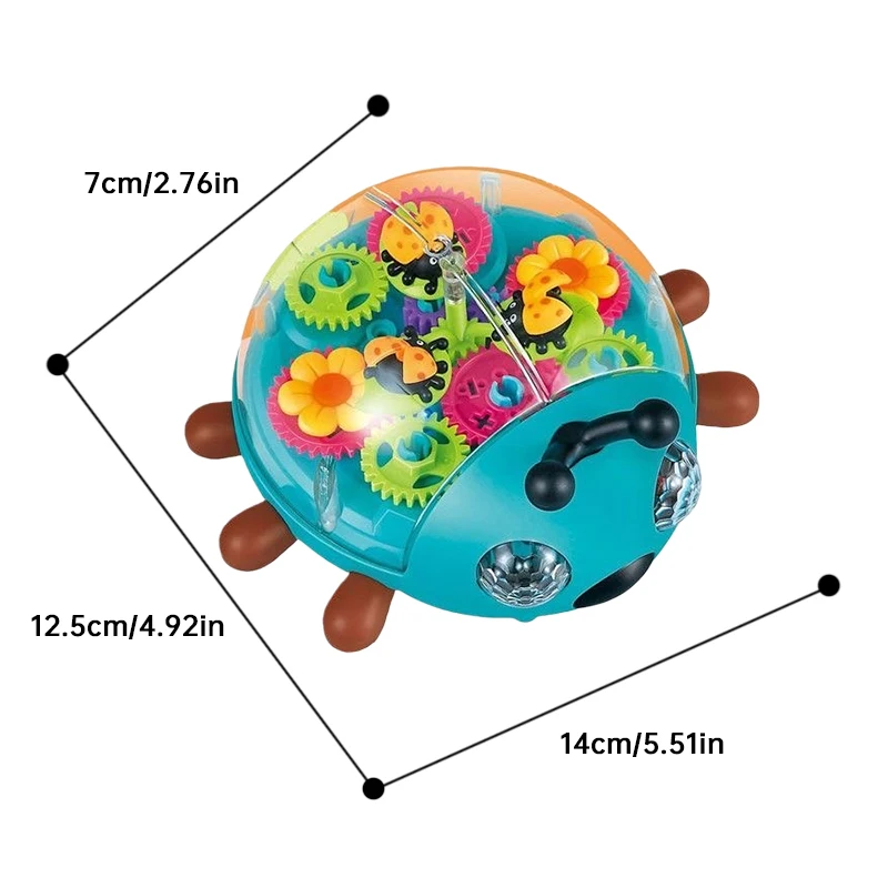 Kids Transparent Gear Beetle Toy with Automatic Obstacle Avoidance Walking Function Colorful Lights And Music - Universal Gift