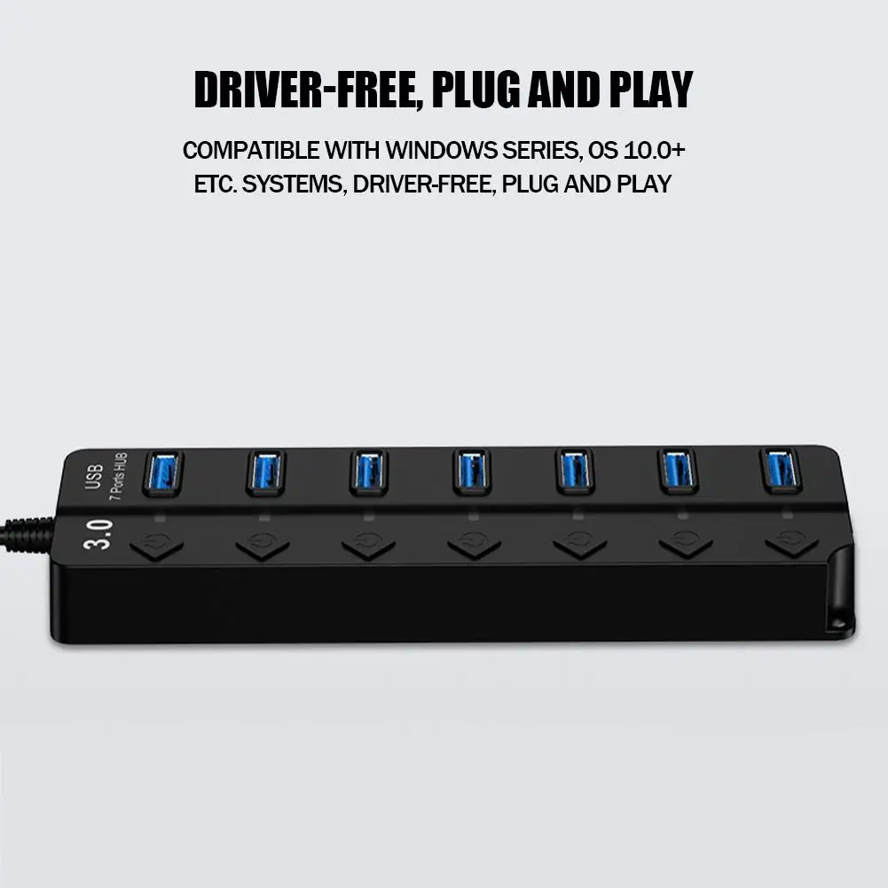 HUB Splitter Hub Docking Stations USB 7 Port For Windows, M OS And Linux USB 3.0 Port Power Adapter Multi USB Splitter Port K3X2