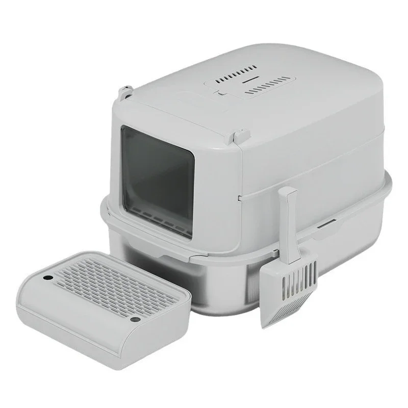 

Stainless steel cat litter box raised fence