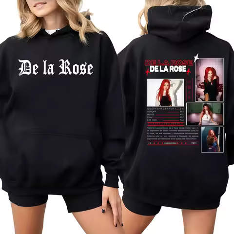 Korean Fashion Singer De La Rose Music 2025 Tour Pullover Mens Y2k Clothes Oversized Sweatshirt Cozy Casual Hoody Hoodies Unisex