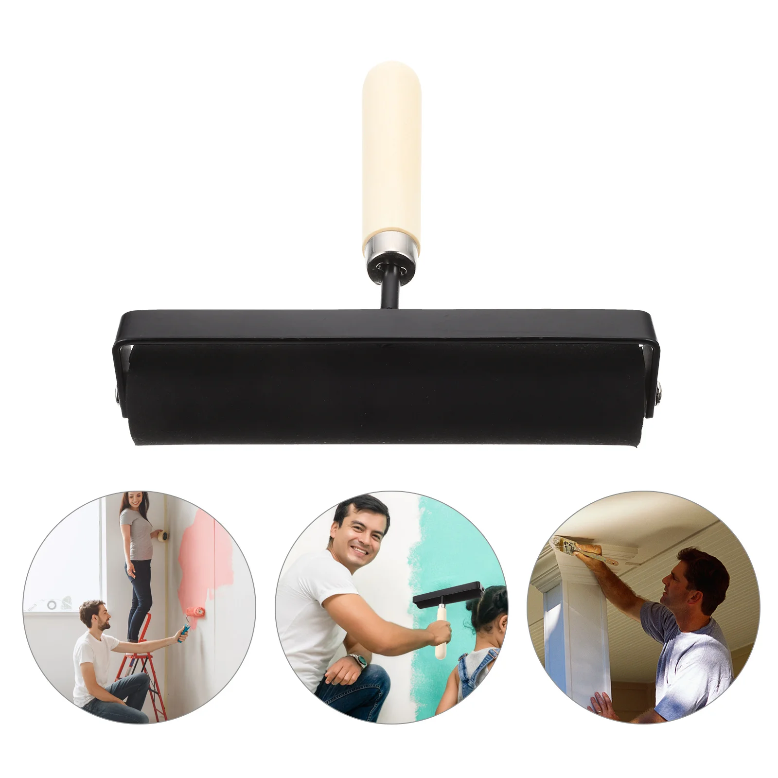 

Diamond Drawing Roller Printmaking Tool with Wood Aluminum Alloy Rubber Material Easy to Use for Art Craft DIY Projects Painting