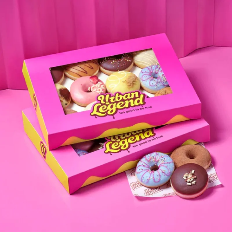 

Customized productDongguan Custom Eco Friendly Biodegradable Bakery Donut Packaging Custom Printed 12x9x3 Large Pink Mochi Donut