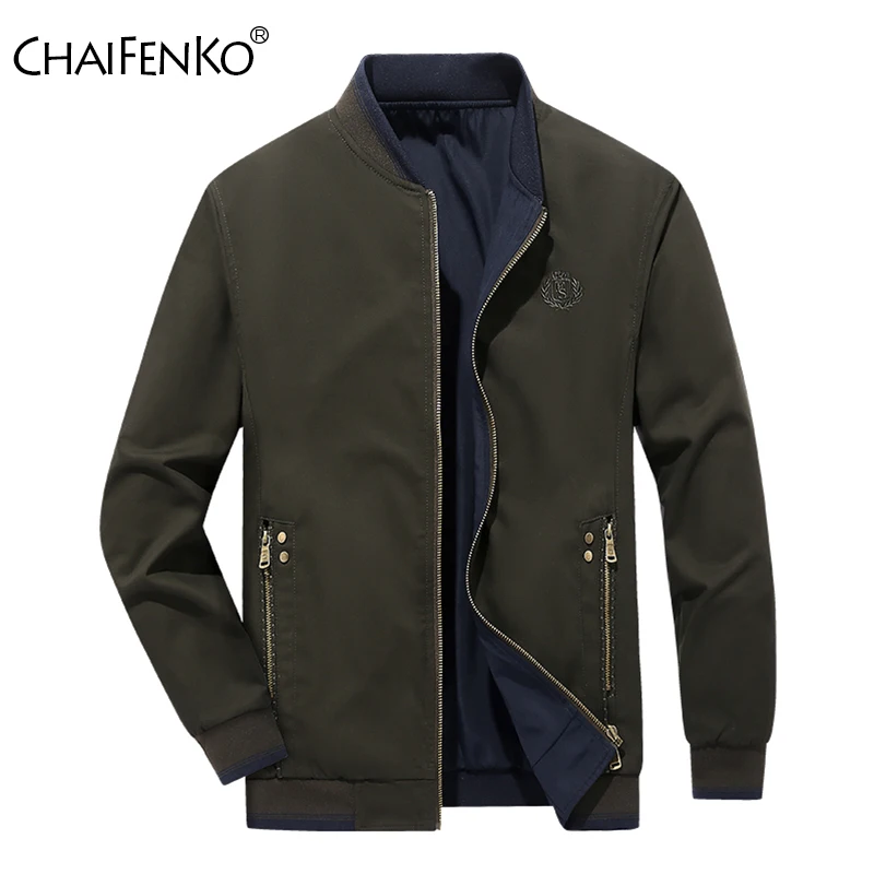 

Men Retro Baseball Collar Jacket Spring Autumn Fashion Double Sided Wear Coat New Casual Comfort Solid Stand Collar Tops Men