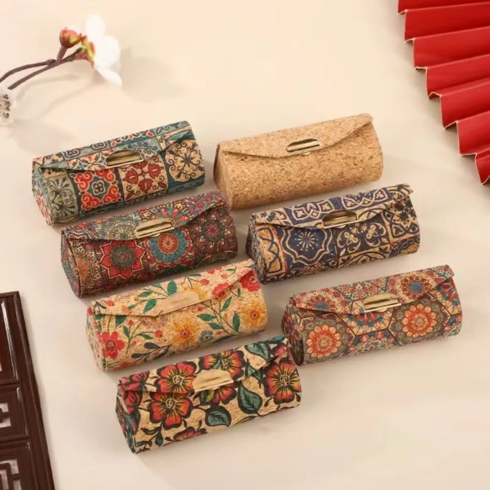 Retro With Mirror Lipstick Case Chinese Style Floral Jewelry Case Mini Cosmetic Case