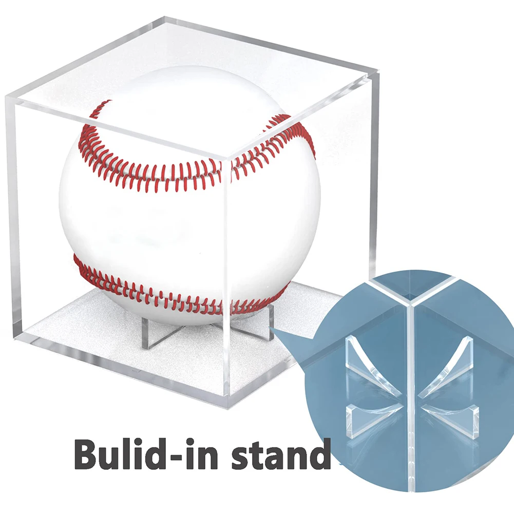Clear Baseball Holder Box Acrylic Transparent Baseball Showcase Square Dustproof UV Protection Perfit For Memorable Collection
