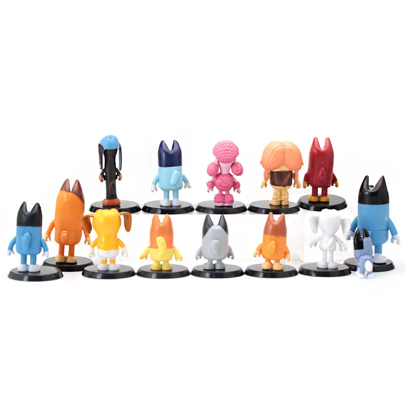 6/8/14 pièces Bingo et Bluey série familiale Anime figurine modèle mignon Mini PVC poupées ornements enfants anniversaire décoration jouets