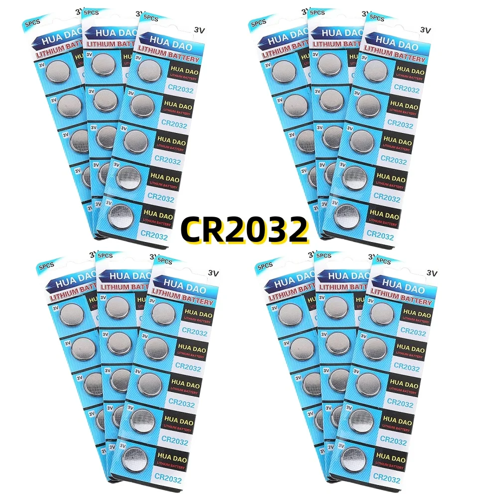 

HUADAO CR2032 3V Lithium Battery 200mAh High Capacity for Watch, Toy, Calculator, Car Key,Remote,DL2032,5004LC,Long Lasting