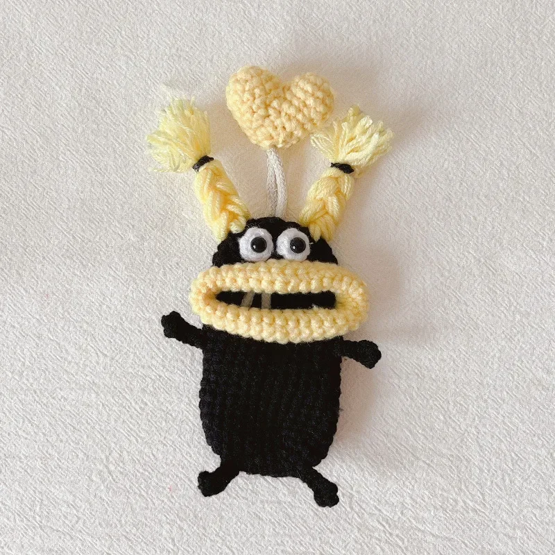 Funny Crochet Keychain Knitting Key Holder Sausage Mouth Woven