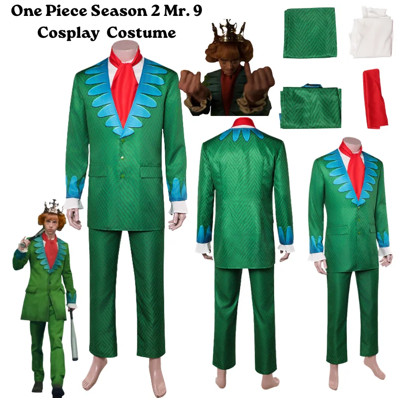 

Мужской костюм для косплея Мистера 9, праздничный наряд для Хэллоуина и карнавала, зеленая униформа, полный комплект