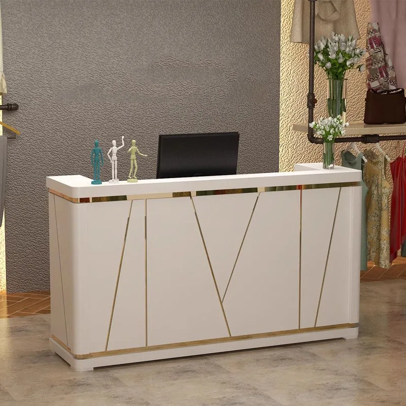 Checkout Wood Reception Desk Executive Cashier Mobile Hotel Clinic Design Reception Desk Retail Meuble Caisse Shop Furniture HDH