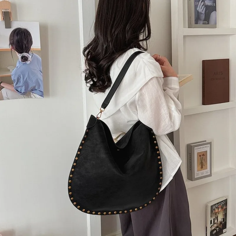 

Large Capacity Daily Handbag Ladies Luxury Tote Structure Vintage Simple High End Leather Carry Bag