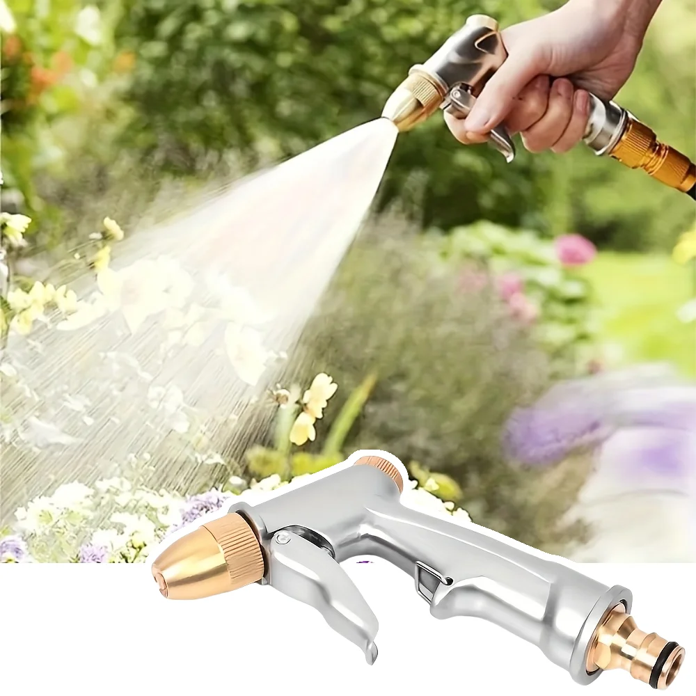 1PC High-pressure Water Gun Car Washing Gardening Watering - Frosted Electroplating Surface Treatment Car Cleaning Tool
