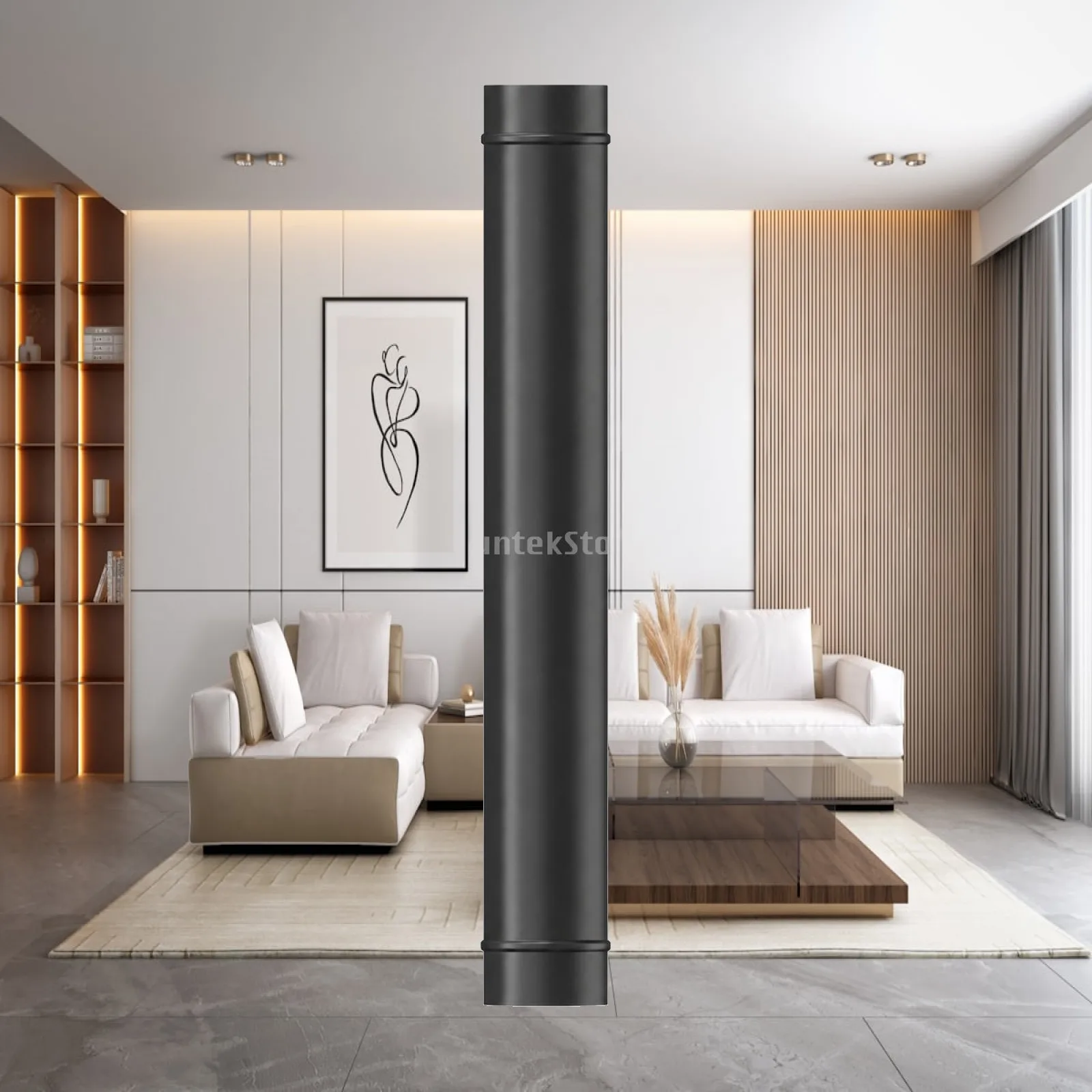Freestanding Wood Burning Stove Heater with Glass Viewing Window and Chimney Flue Metal Firebox for Warming Indoor Cabin Room