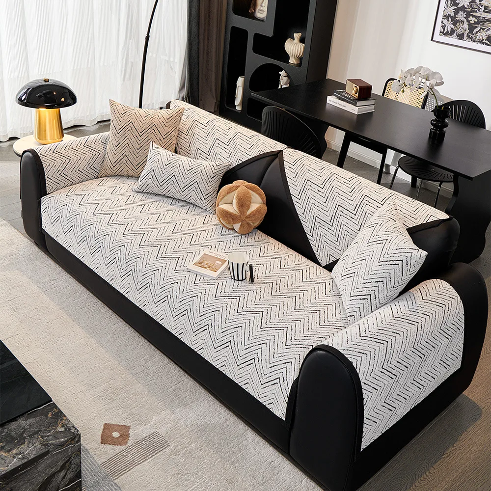 Premium Feeling Sofa Cushion Towel Universal Living Room Sofa Anti-slip Comfortable Sitting Cushion Full Cover Leather Sofa Cove