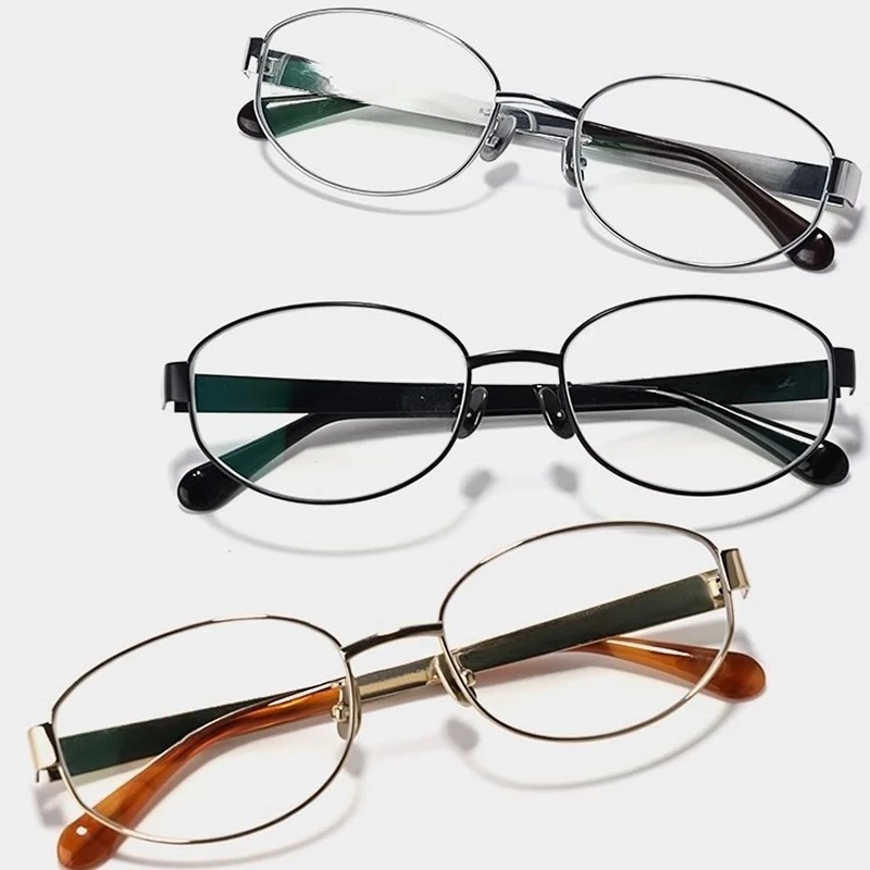Denmark Fashion Luxury Oval Glasses Frame for Men and Women Thin Titanium Ultralight Egg-Shaped Brand Design Retro Spectacles