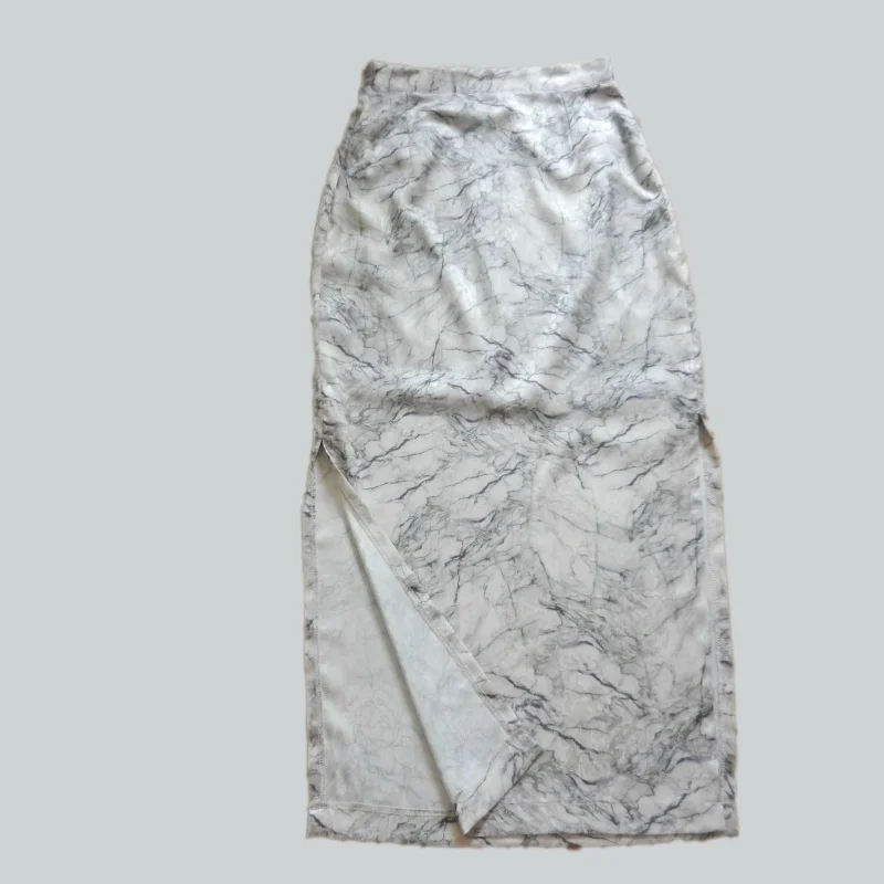 

New Ele Oilsilk Slim-fit Tianhuacheen Silk Maxi Skirt High-waisted Wrap-body Lightweight Comfortable Tourney-sle Asymme...